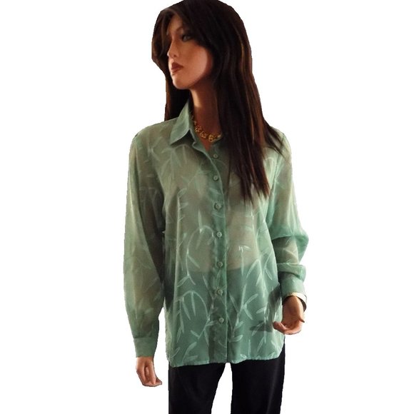 BonWorth Beautiful Sheer Green Top. - Picture 1 of 8